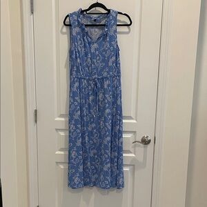 Talbots Light Blue Sleeveless Maxi Dress with White Paisley